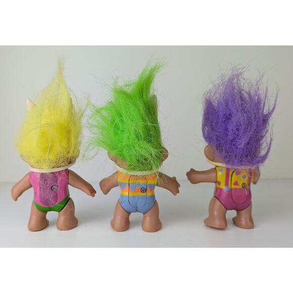 VTG 1992 Soma Troll Easter Bunny Troll Dolls Set 3 Light Up Eyes 4" Not Working - Picture 3 of 6